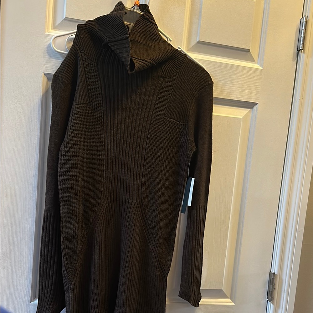 Macy's Brown Turtleneck Sweater with Ribbed Design